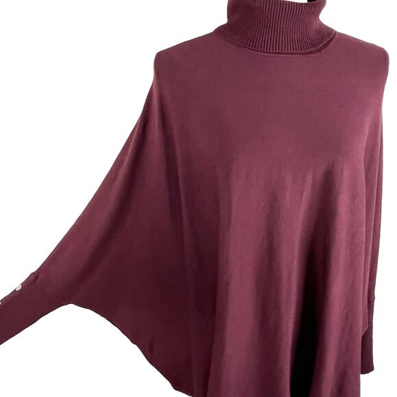 Alfani Sweater Medium Wine Turtleneck Poncho Dolman Sleeves Oversized New - Picture 5 of 13